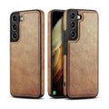 Vintage Stitching Premium Quality Leather Phone Case For Samsung S22 Plus - Brown