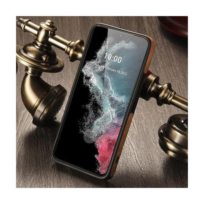 Vintage Stitching Premium Quality Leather Phone Case For Samsung S22 Plus - Brown