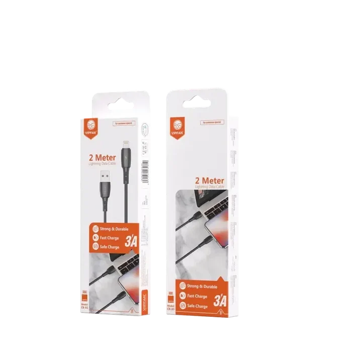 Vipfan 3A Fast & Safe Charge Lightning Cable 2M (X5) - Black