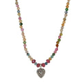Watermelon Tourmaline Heart Charm Necklace