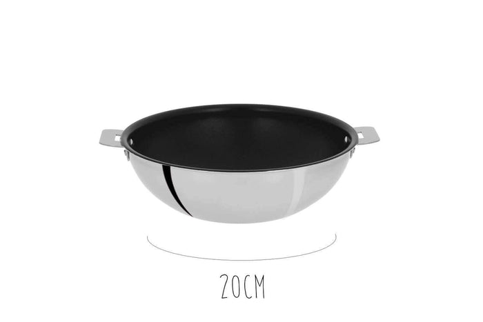 Wok antiadhérent Cristel Casteline Amovible Exceliss en inox - 20cm