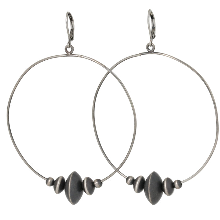 X-Large Saucer Navajo Pearl Hoop Earrings-Southwest