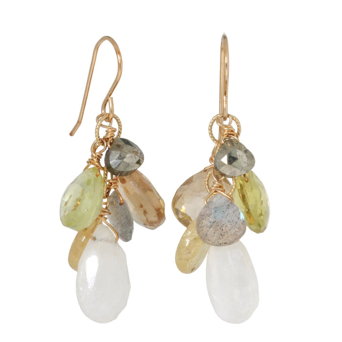 Yellow Mix Cluster Earrings