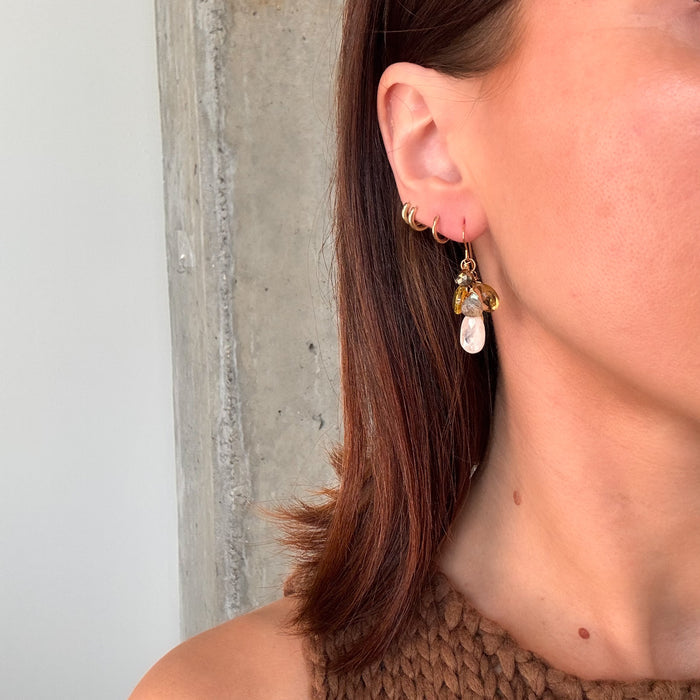 Yellow Mix Cluster Earrings