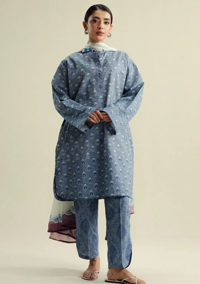 Zara Shahjahan - Coco-10B-Willow 3 Piece Printed Cambric