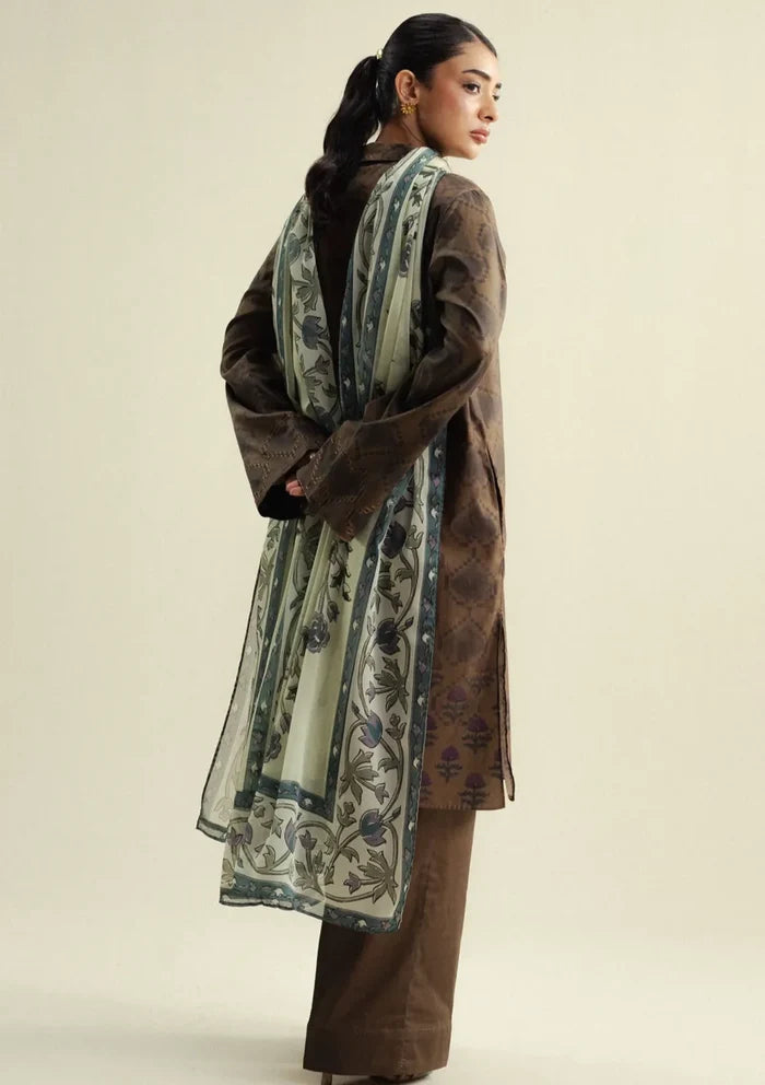 Zara Shahjahan - Coco-6A-Rove 3 Piece Printed Cotton Satin