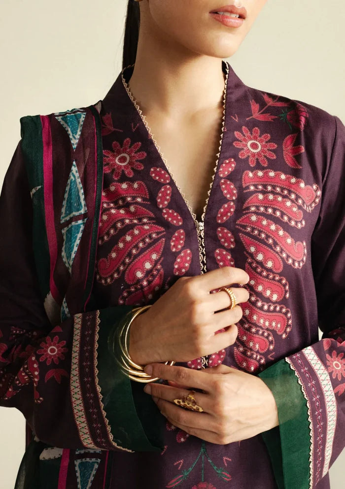 Zara Shahjahan - Coco-7A-Lilt 3 Piece Printed Cambric