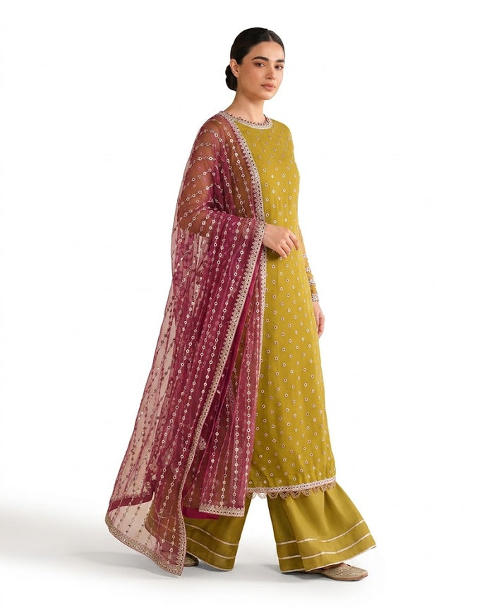 Zarif - RFE-05 Janeer Three Piece Embroidered Net