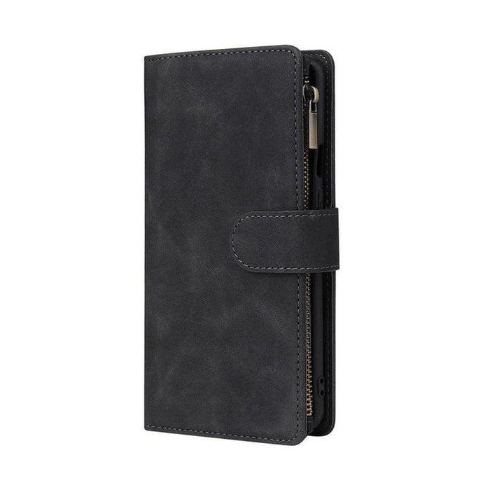 Zipper Wallet Mobile Phone Case for Google Pixel 4 with Strap - Black