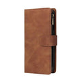 Zipper Wallet Mobile Phone Case for Google Pixel 4 with Strap - Brown